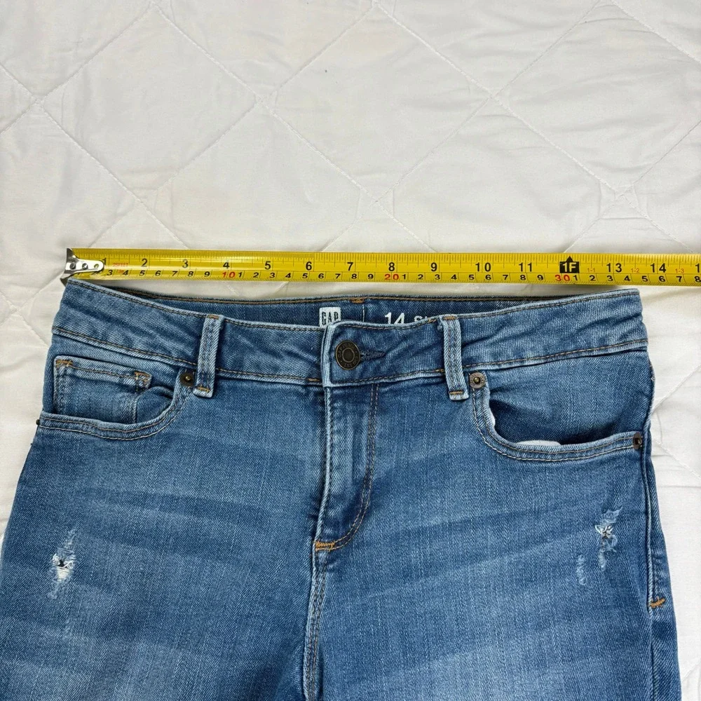 GAP‎ Girls Super Skinny Jeans Size 14 Adjustable Blue Stretch Distressed Denim